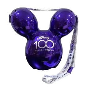 Disney Popcorn Bucket 100th Anniversary Collectible Metallic Purple with Strap